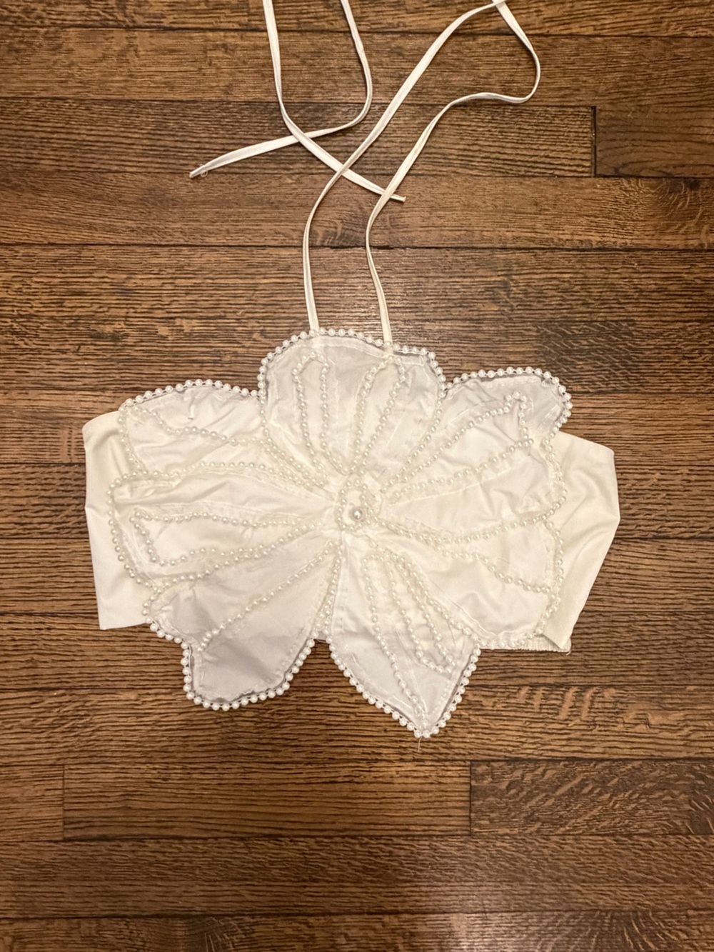 Embellished White Floral halter top